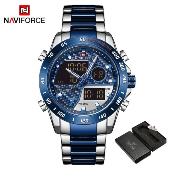 Naviforce NF9171 Men’s Dual Movement Stainless Steel Watch Bezel in Bangladesh