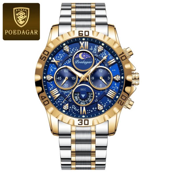 POEDAGAR 973 Top Luxury Man Wristwatch Waterproof Luminous Chronograph