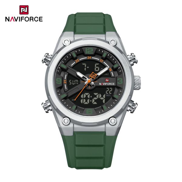 NF 9265 Waterproof High Quality Duel Time Silicon Belt Men Watch