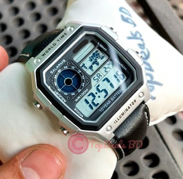 Genuine Leather Digital Men watch